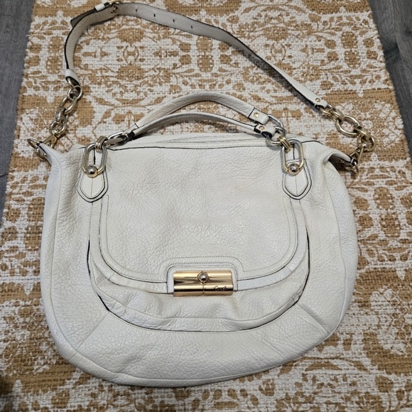 Coach Handbags - Coach | Vintage Kristen leather shoulder bag hobo bag cream gold hardware large